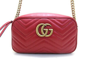 Gucci GG Marmont Hobo Bag Calfskin Red